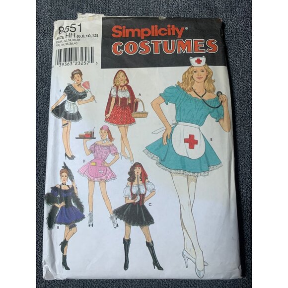 Simplicity Misses Costumes Naughty Nurse Maid Car Hop Gypsy Sew Pattern sz 6-12 - Picture 4 of 4